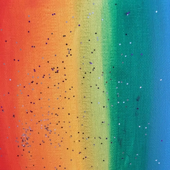 Rainbow 🌈 with glitter original acrylic art on canvas - 8x10 - Picture 4 of 5